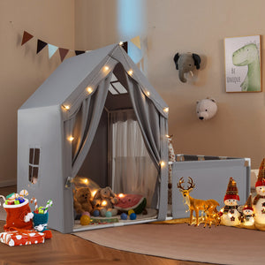 Kids Play Tent with Playpen 2-in-1 Toddler Playhouse with Yard-Grey view 2