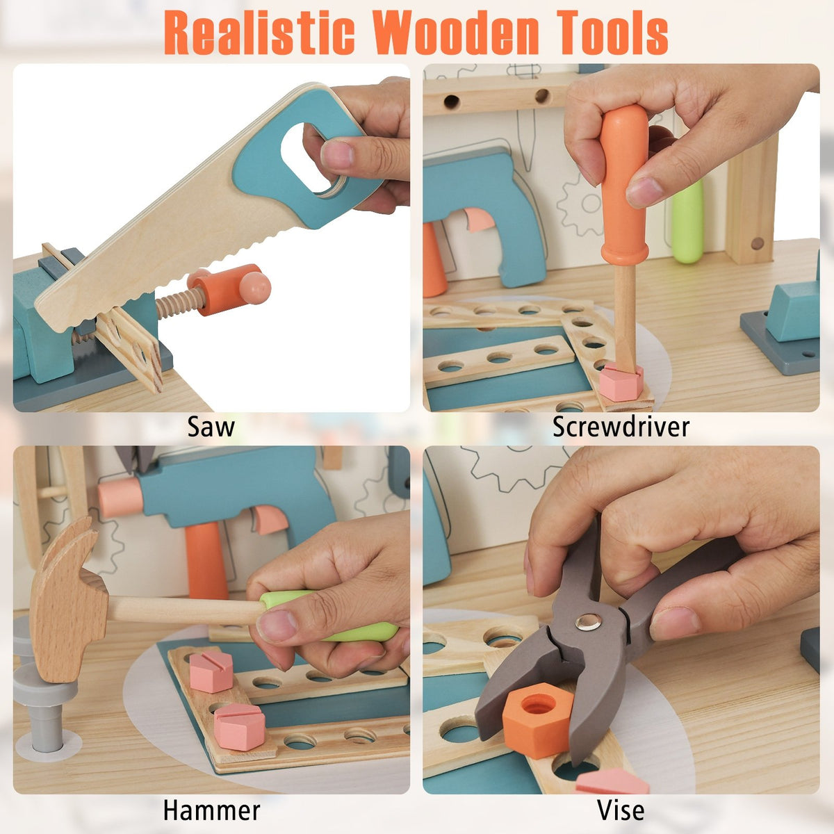 Kids Play Tool Workbench with Realistic Accessories view 7