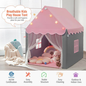 Kids Playhouse Tent with Star Lights and Mat-Pink view 6