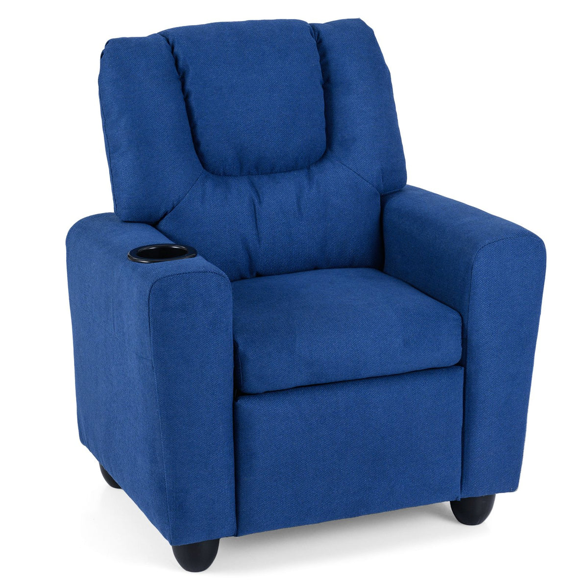 Kids Recliner Chair Push Back Toddler Reclining Armchair with Cup Holder-Blue view 4