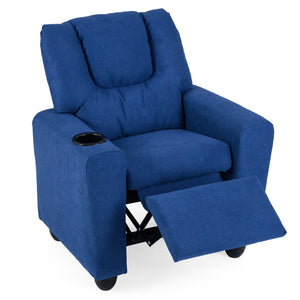 Kids Recliner Chair Push Back Toddler Reclining Armchair with Cup Holder-Blue view 9