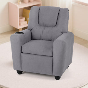 Kids Recliner Chair Push Back Toddler Reclining Armchair with Cup Holder-Grey view 2
