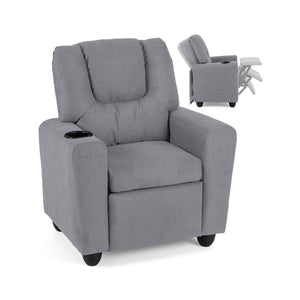 Kids Recliner Chair Push Back Toddler Reclining Armchair with Cup Holder-Grey view 6
