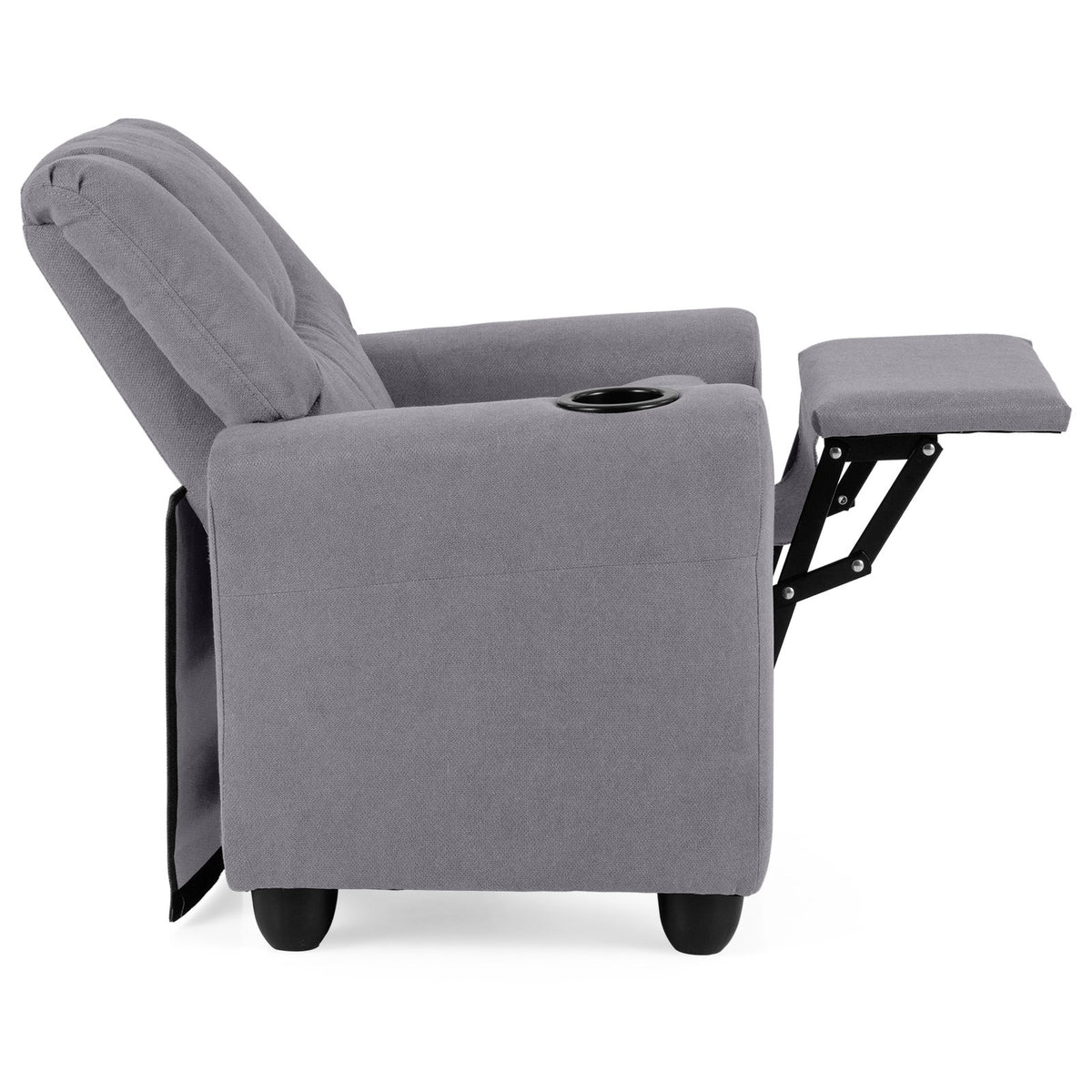 Kids Recliner Chair Push Back Toddler Reclining Armchair with Cup Holder-Grey view 7
