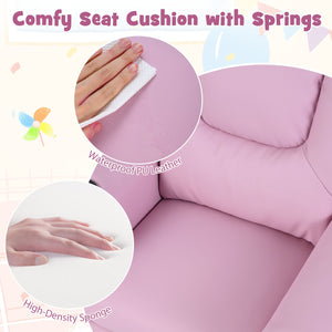 Kids Recliner Chair Push Back Toddler Reclining Armchair with Cup Holder-Pink view 8