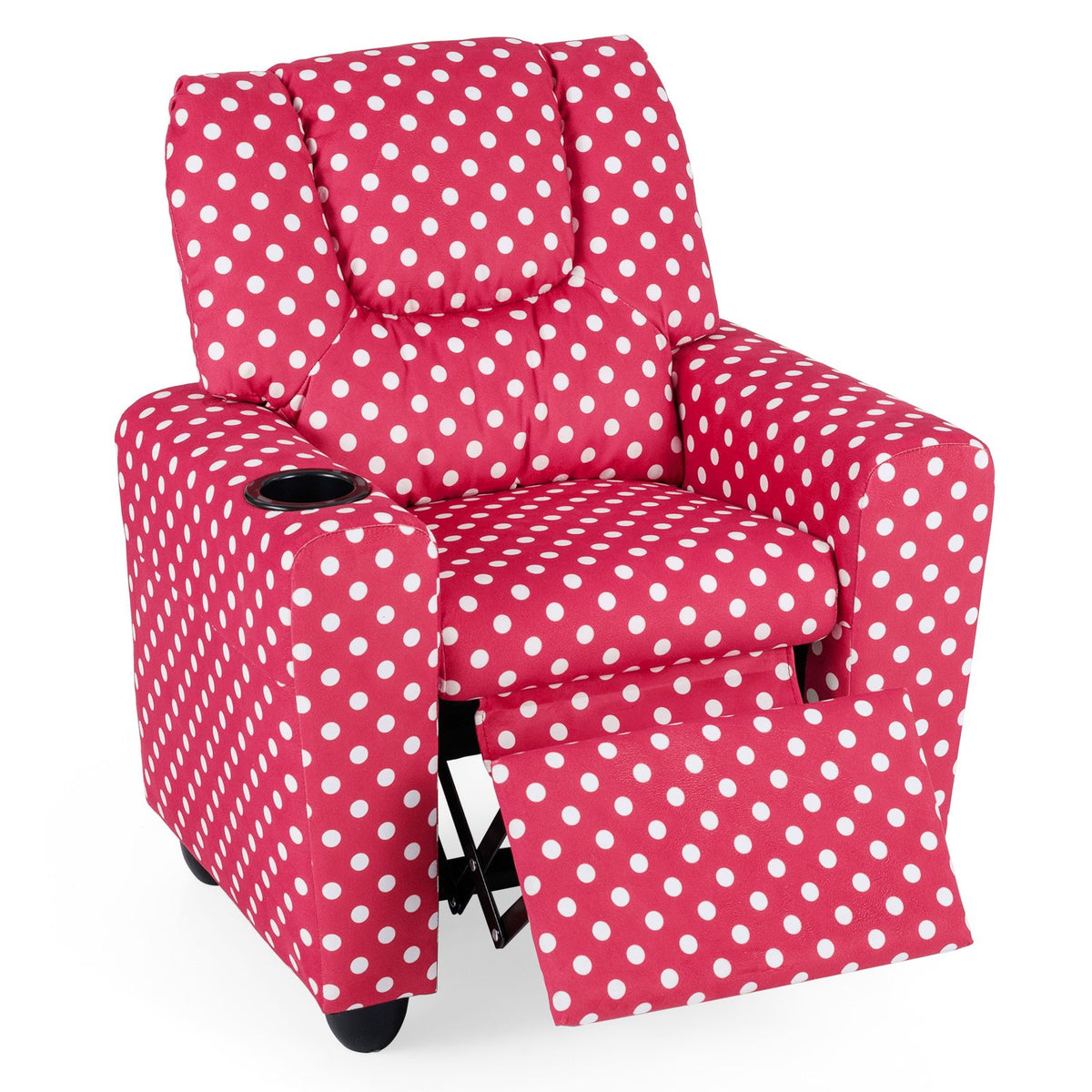 Kids Recliner Chair Push Back Toddler Reclining Armchair with Cup Holder-Red view 4