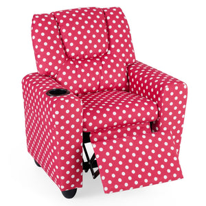 Kids Recliner Chair Push Back Toddler Reclining Armchair with Cup Holder-Red view 4