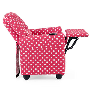 Kids Recliner Chair Push Back Toddler Reclining Armchair with Cup Holder-Red view 7