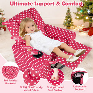 Kids Recliner Chair Push Back Toddler Reclining Armchair with Cup Holder-Red view 9