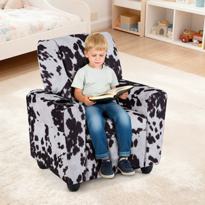 Kids Recliner Chair Push Back Toddler Reclining Armchair with Cup Holder-White view 3