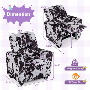 Kids Recliner Chair Push Back Toddler Reclining Armchair with Cup Holder-White view 5