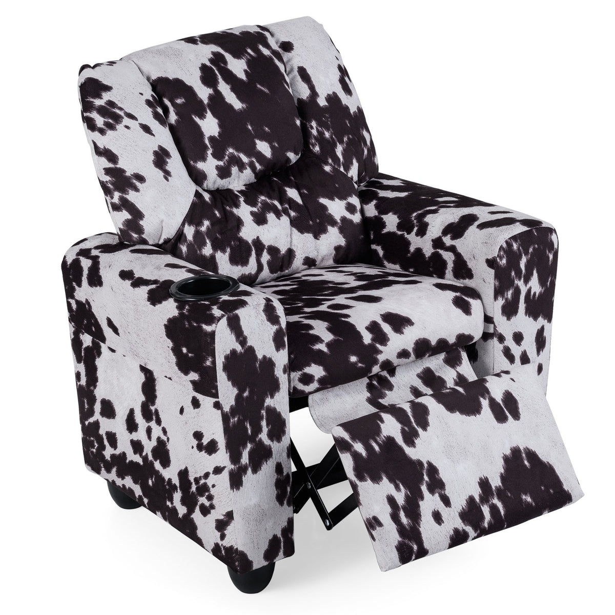 Kids Recliner Chair Push Back Toddler Reclining Armchair with Cup Holder-White view 6