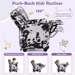 Kids Recliner Chair Push Back Toddler Reclining Armchair with Cup Holder-White view 7