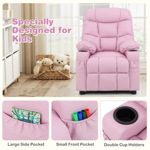 Kids Recliner Chair with Cup Holder and Footrest for Children-Light Pink view 7