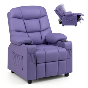 Kids Recliner Chair with Cup Holder and Footrest for Children-Purple