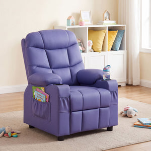 Kids Recliner Chair with Cup Holder and Footrest for Children-Purple view 2