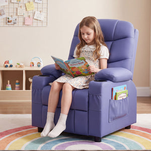 Kids Recliner Chair with Cup Holder and Footrest for Children-Purple view 6