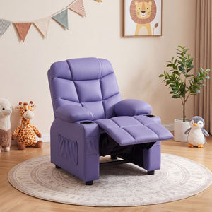 Kids Recliner Chair with Cup Holder and Footrest for Children-Purple view 7