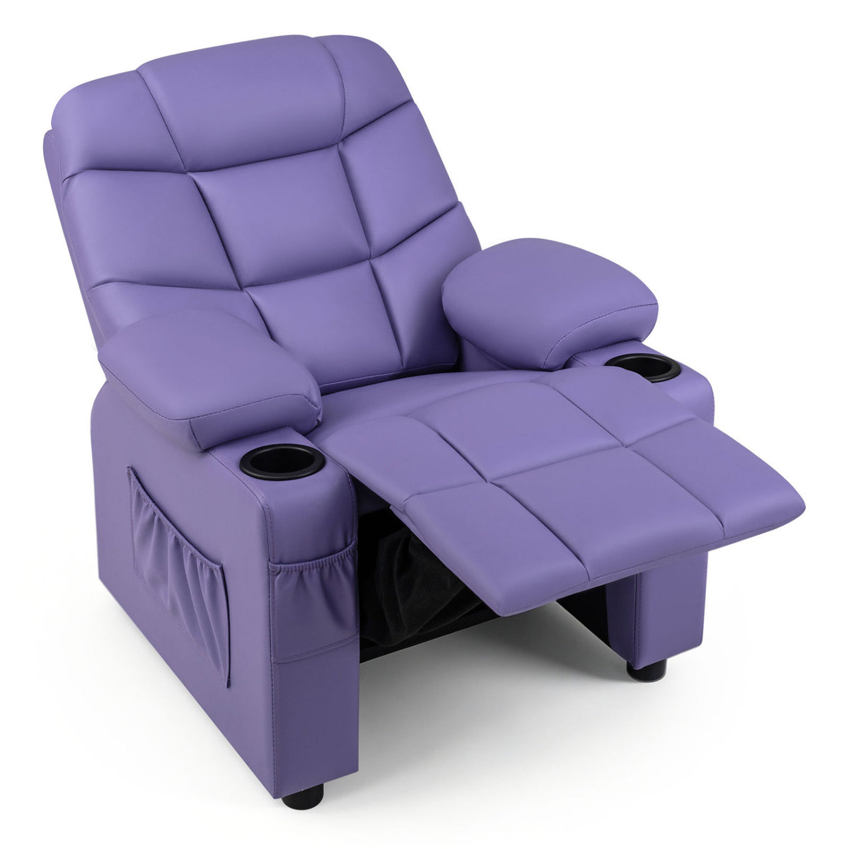 Kids Recliner Chair with Cup Holder and Footrest for Children-Purple view 8