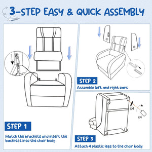 Kids Recliner Chair with Side Pockets and Footrest-Blue view 7