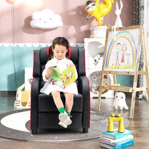 Kids Recliner Chair with Side Pockets and Footrest-Red view 9