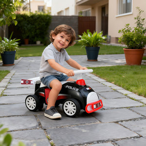 Kids Ride On Car Sliding Toy with Music and Under-Seat Storage-Black & Red view 3