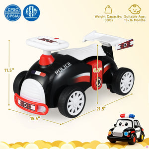 Kids Ride On Car Sliding Toy with Music and Under-Seat Storage-Black & Red view 4
