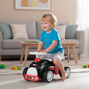 Kids Ride On Car Sliding Toy with Music and Under-Seat Storage-Black & Red view 5
