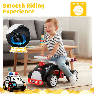 Kids Ride On Car Sliding Toy with Music and Under-Seat Storage-Black & Red view 7