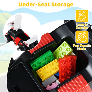 Kids Ride On Car Sliding Toy with Music and Under-Seat Storage-Black & Red view 8