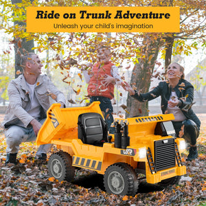 Kids Ride on Dump Truck 12V Ride on Car with Electric Dump Bed-Yellow view 5