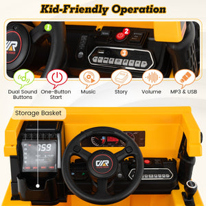 Kids Ride on Dump Truck 12V Ride on Car with Electric Dump Bed-Yellow view 9