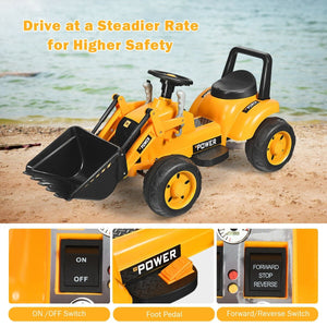 Kids Ride On Excavator Digger 6V Battery Powered Tractor -Yellow view 3