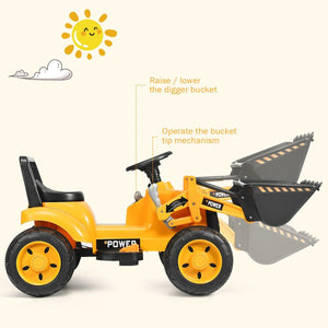 Kids Ride On Excavator Digger 6V Battery Powered Tractor -Yellow view 4