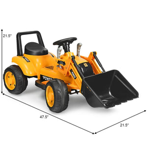Kids Ride On Excavator Digger 6V Battery Powered Tractor -Yellow view 5