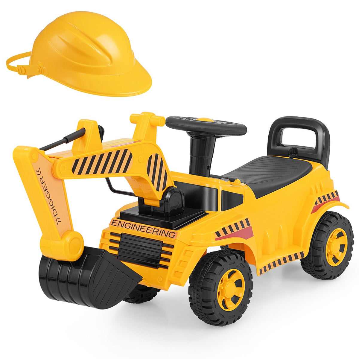 Kids Ride on Excavator with Adjustable Shovel-Yellow view 3