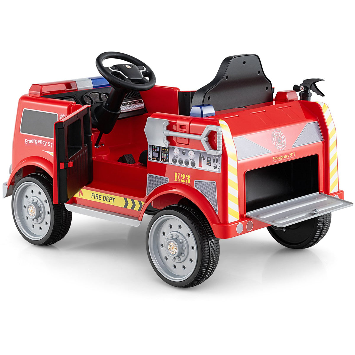 Kids Ride on Fire Truck with Remote Control and Extinguisher-Red view 4