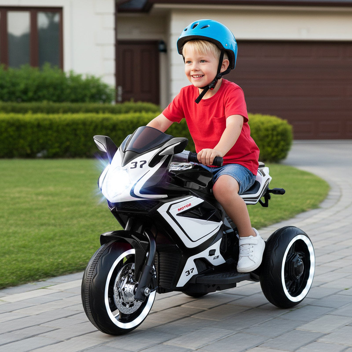 Kids Ride on Motorcycle 6V Battery Powered Mini Electric Motorbike with LED Lights-Black view 2