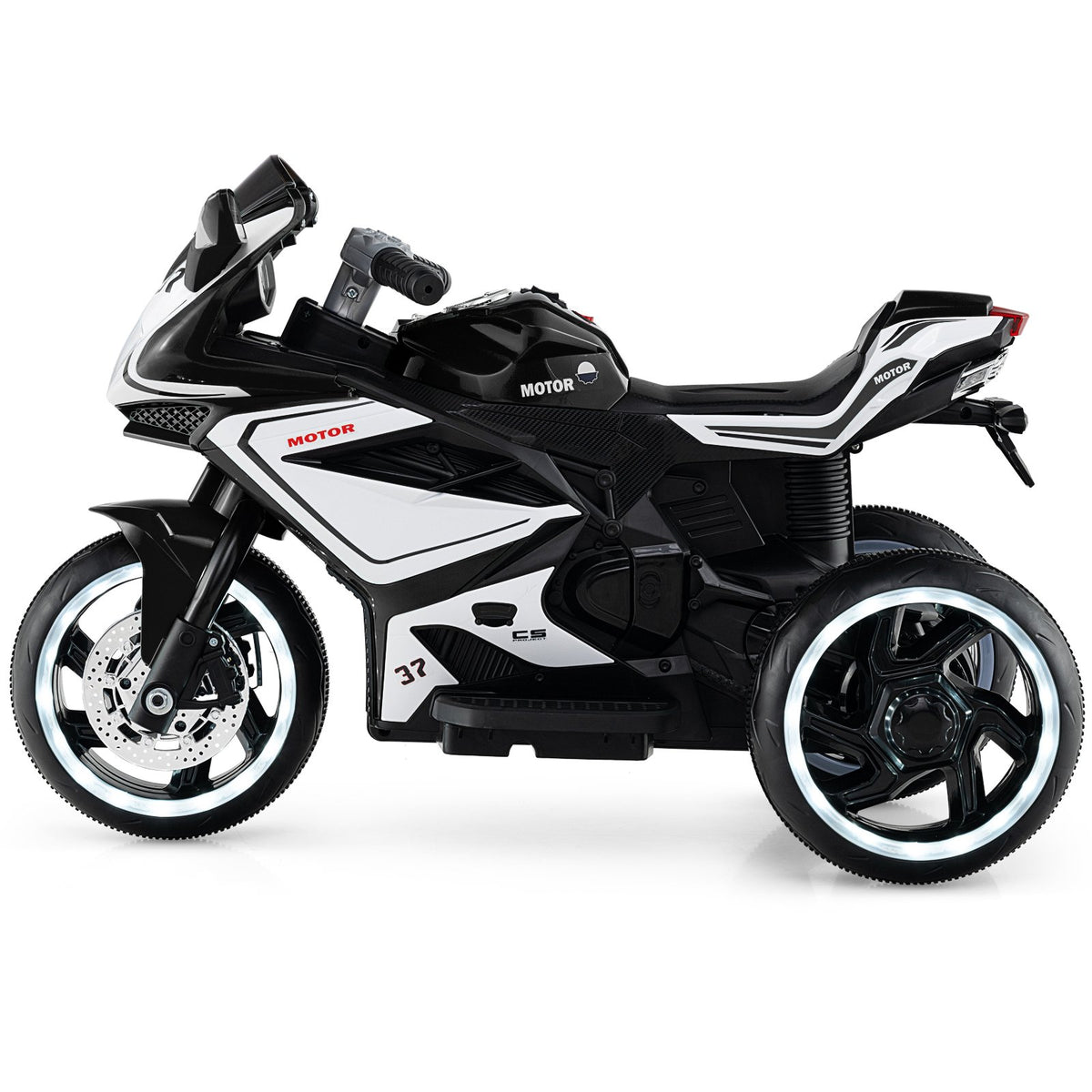 Kids Ride on Motorcycle 6V Battery Powered Mini Electric Motorbike with LED Lights-Black view 3