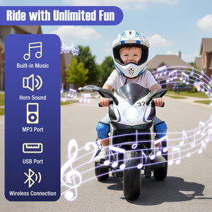 Kids Ride on Motorcycle 6V Battery Powered Mini Electric Motorbike with LED Lights-Black view 5