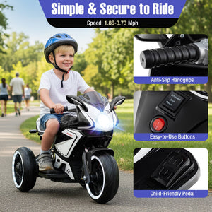 Kids Ride on Motorcycle 6V Battery Powered Mini Electric Motorbike with LED Lights-Black view 7