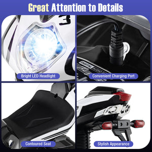 Kids Ride on Motorcycle 6V Battery Powered Mini Electric Motorbike with LED Lights-Black view 9