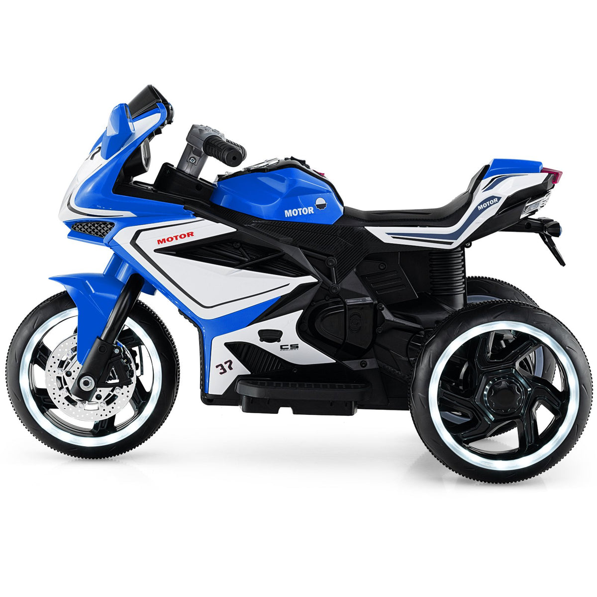 Kids Ride on Motorcycle 6V Battery Powered Mini Electric Motorbike with LED Lights-Navy view 3