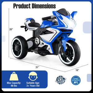 Kids Ride on Motorcycle 6V Battery Powered Mini Electric Motorbike with LED Lights-Navy view 4
