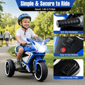 Kids Ride on Motorcycle 6V Battery Powered Mini Electric Motorbike with LED Lights-Navy view 7