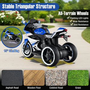 Kids Ride on Motorcycle 6V Battery Powered Mini Electric Motorbike with LED Lights-Navy view 8