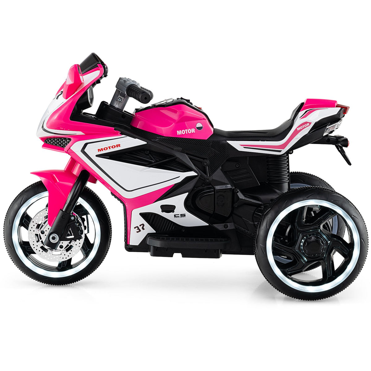 Kids Ride on Motorcycle 6V Battery Powered Mini Electric Motorbike with LED Lights-Pink view 3