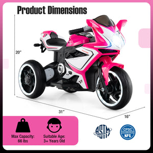 Kids Ride on Motorcycle 6V Battery Powered Mini Electric Motorbike with LED Lights-Pink view 4