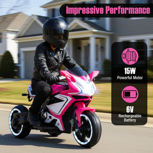 Kids Ride on Motorcycle 6V Battery Powered Mini Electric Motorbike with LED Lights-Pink view 5