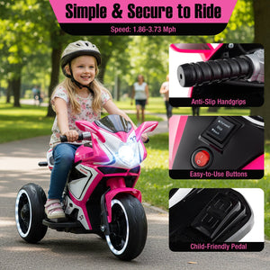 Kids Ride on Motorcycle 6V Battery Powered Mini Electric Motorbike with LED Lights-Pink view 7